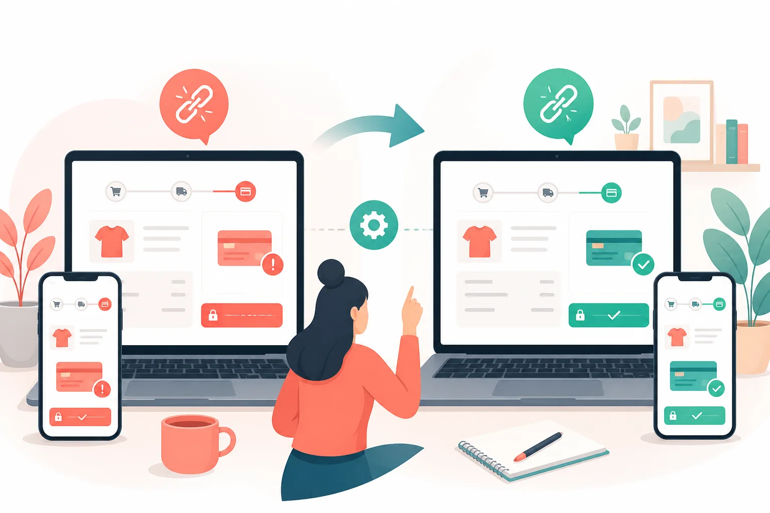 Online store: monitored checkout funnel